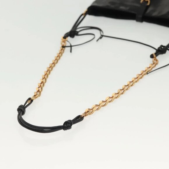 PRADA Chain Shoulder Bag Leather Black Gold Auth 129605 - Picture 8 of 16